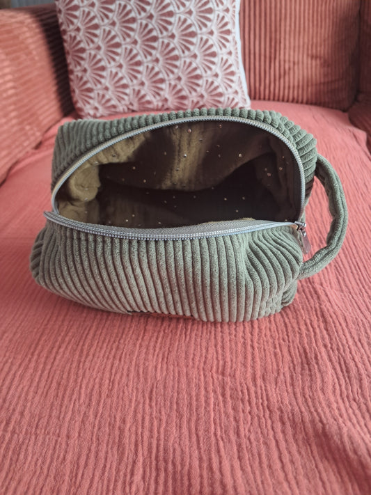 Trousse de toilette Maria en velours côtelé - pochette de rangement fait main