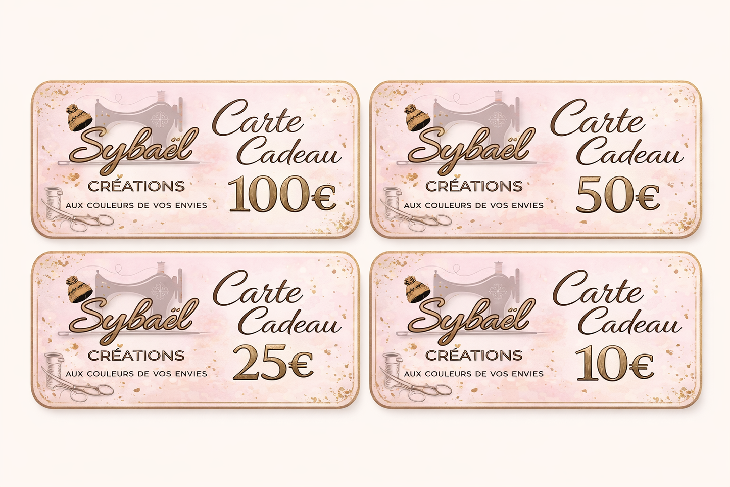 Carte cadeaux Sybaël | idée cadeau personnalisée - Créations faites main