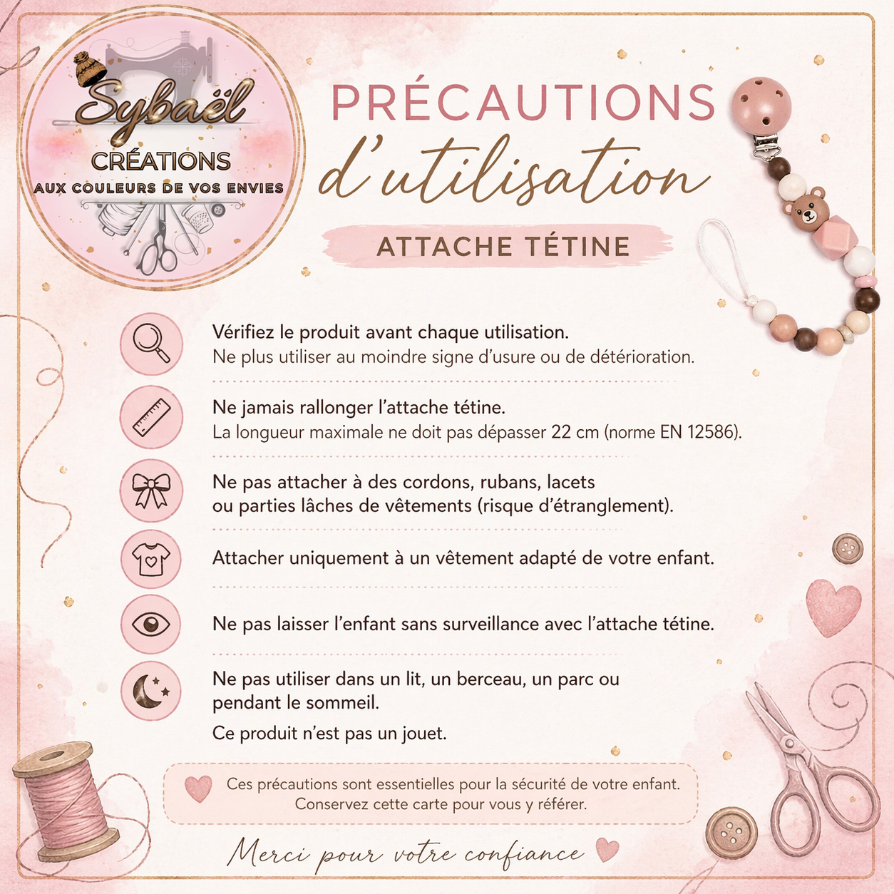 Attache tétine personnalisée fait main - modèle classique ou fantaisie au choix 🌸🐻🎀