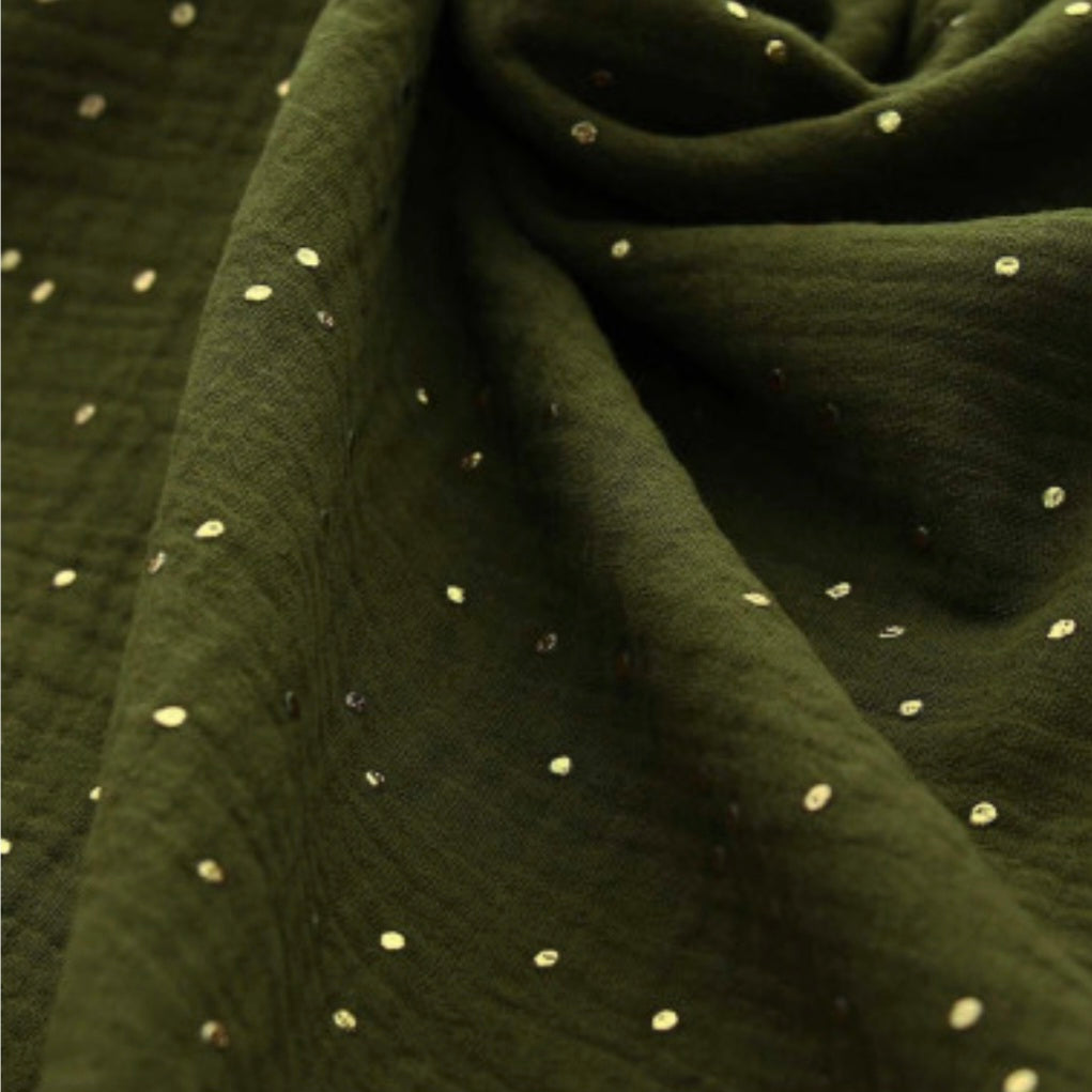 Lange bébé Elena - double gaze de coton pois doré - couverture légère fait main