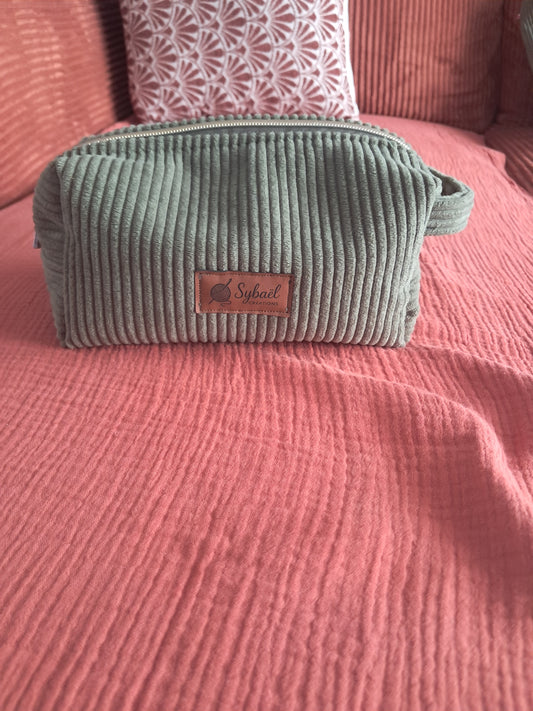 Trousse de toilette Maria en velours côtelé - pochette de rangement  fait main